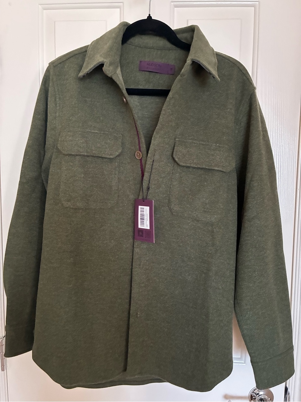 Hudson Jeans Olive Men's Shirt Jacket with Chest Flaps